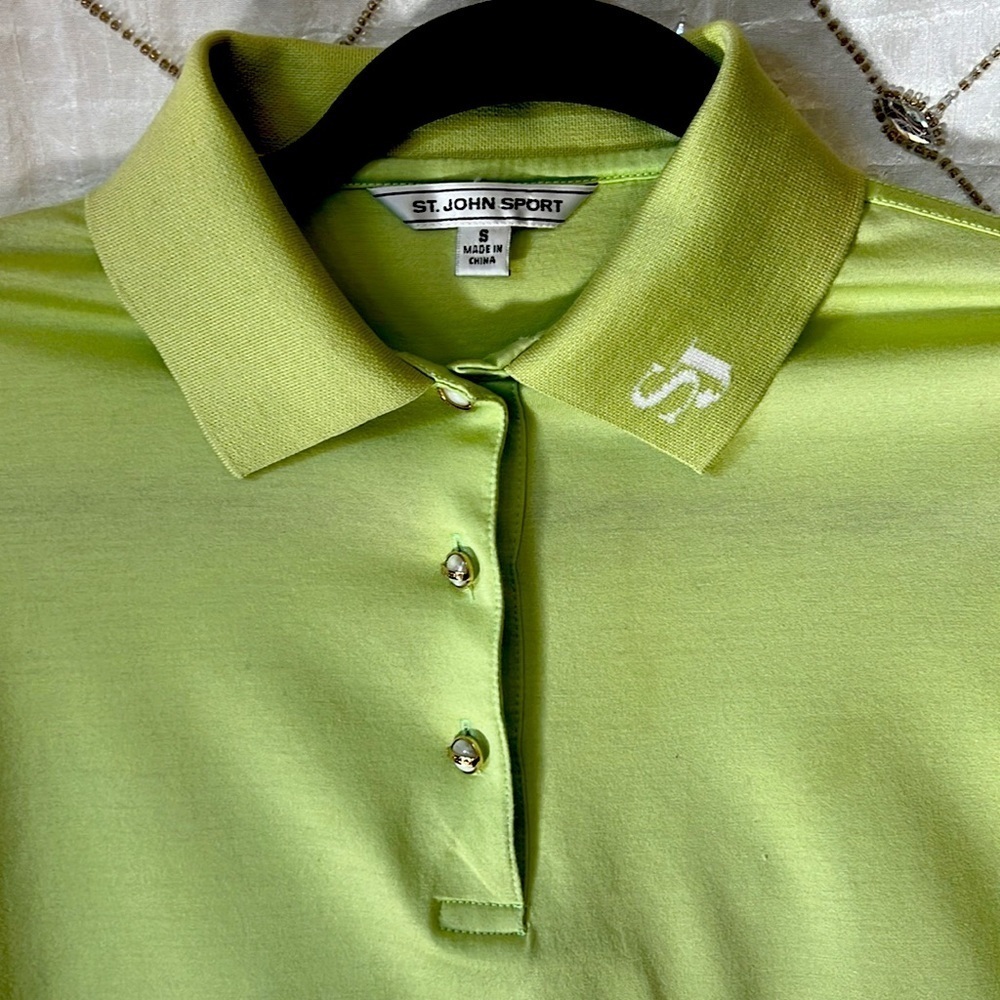 St. John Sport Lime Green Polo Shirt View 3